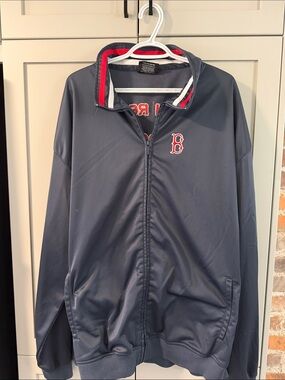 Stitches Navy Track Jacket with Red Trim and Embroidered B Logo